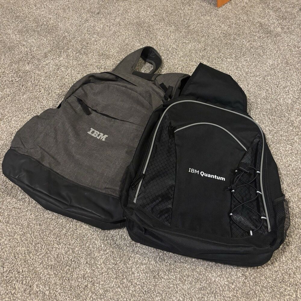 IBM Backpack Gray Good & IBM Quantum Sling Bag Black Excellent - Set / Lot Of 2